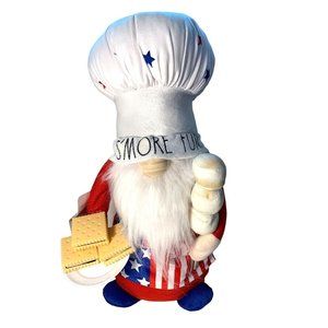 Rae Dunn S'MORE FUN Gnome Red, White, Blue Chef Hat Marshmallows Patriotic Decor